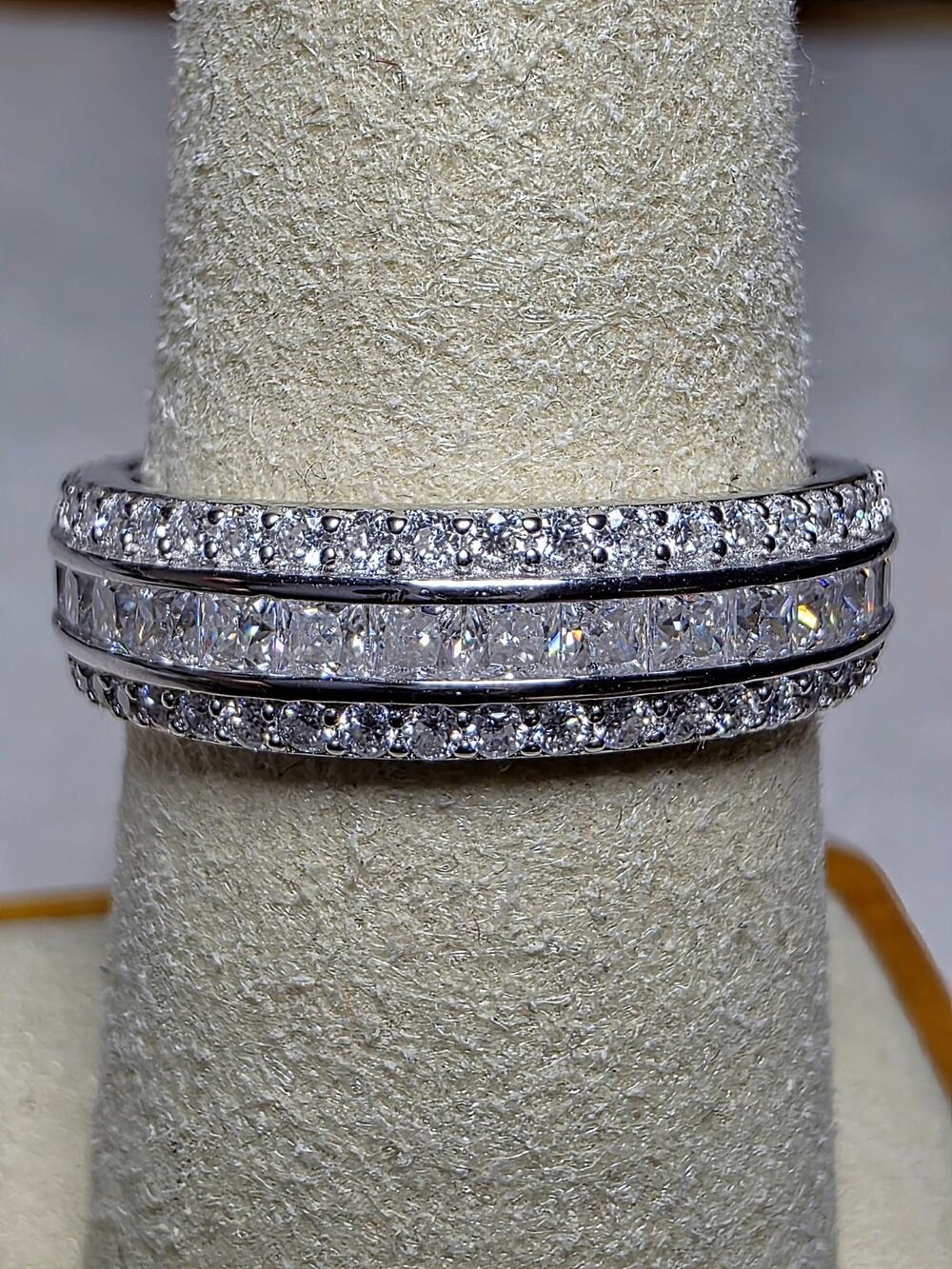 S8 2.61ctw Moissanite Three-Row Eternity Band 925 Sterling Silver